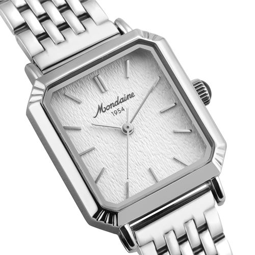 Relógio Feminino Quadrado Prata Aço Troca de Pulseira