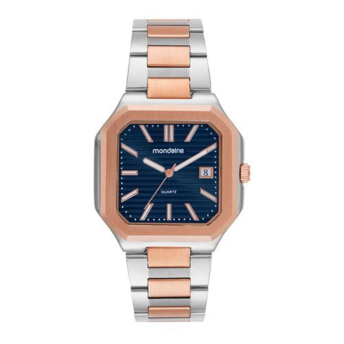 Relógio Masculino Quadrado Calendário Rose Slim