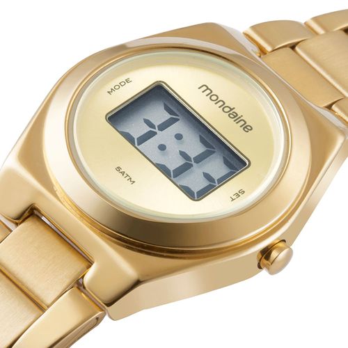 Relógio Feminino Digital Aço Dourado Minimalista