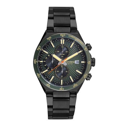 Relógio Masculino Cronógrafo Aço Verde Calendário