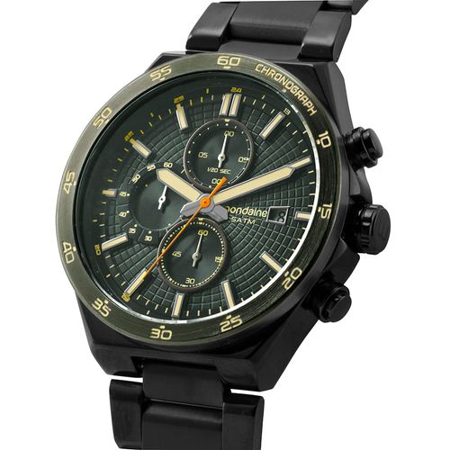 Relógio Masculino Cronógrafo Aço Verde Calendário