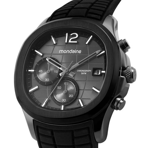 Relógio Masculino Quadrado Preto Cronógrafo Fitting