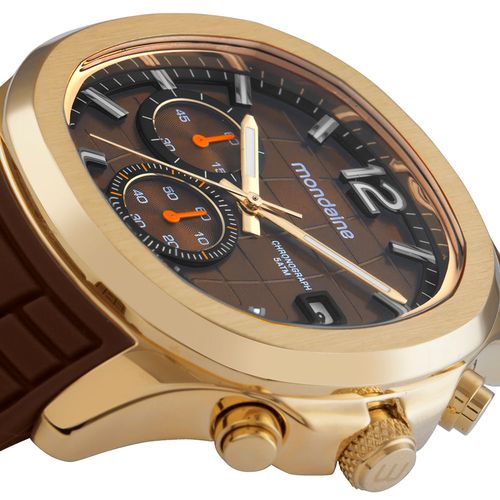 Relógio Masculino Quadrado Cronógrafo Marrom Fitting