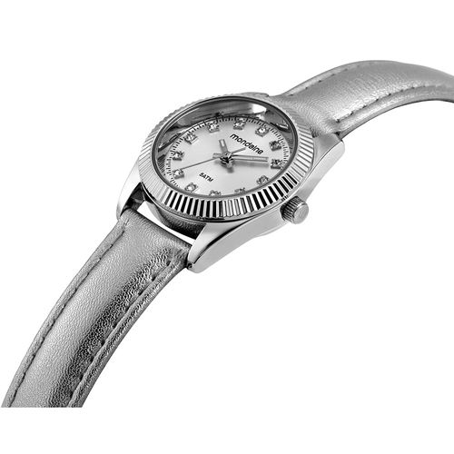 Relógio Feminino Prata Cristais Caixa Pequena