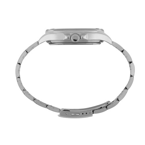 Relógio Masculino Prata Quadrado Calendário Pulso Médio