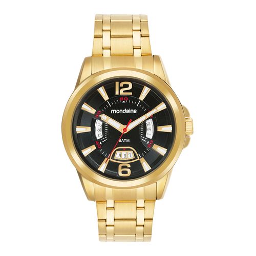 Relógio Masculino Dourado Calendário