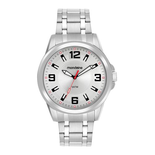 Relógio Masculino Prata Aço Mostrador Branco