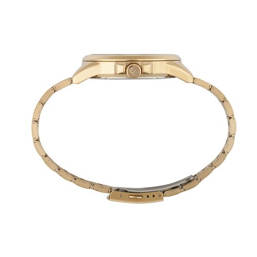 Relógio Masculino Dourado Aço Mostrador Preto