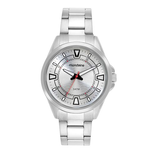 Relógio Masculino Prata Aço Analógico Mostrador Prata