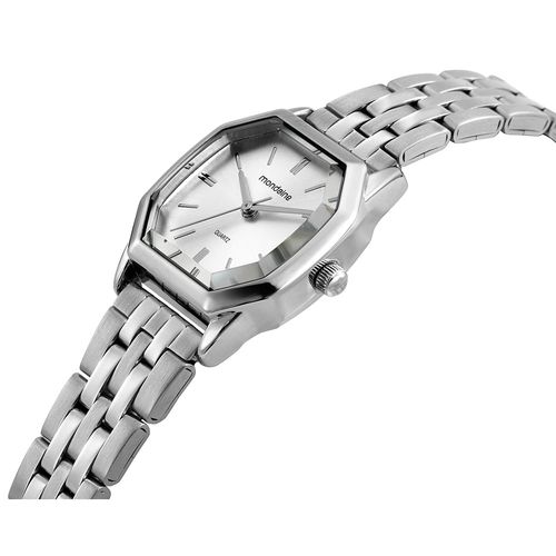 Relógio Feminino Quadrado Prata Minimalista Elegante