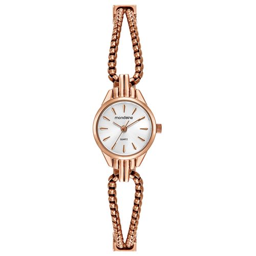 Relógio Feminino Mondaine Rose Gold Aço Mostrador Prata