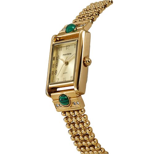 Relógio Feminino Mondaine Dourado Metal Quadrado Luxo