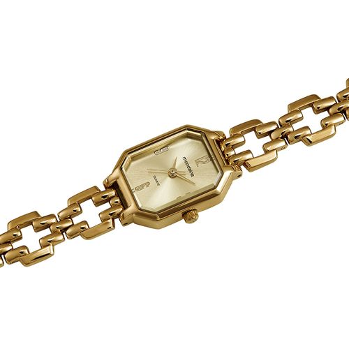 Relógio Feminino Dourado Metal Mostrador Champagne