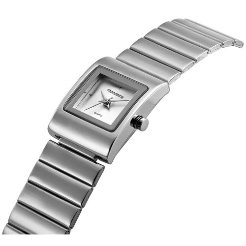 Relógio Feminino Prata Aço Quadrado Minimalista