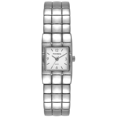 Relógio Feminino Prata Metal Quadrado Index e Números