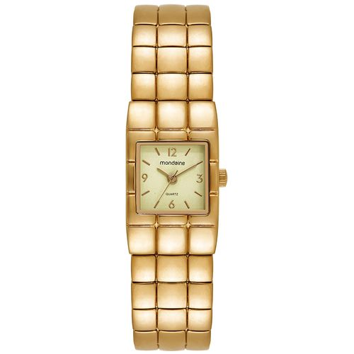 Relógio Feminino Dourado Quadrado Números e Index