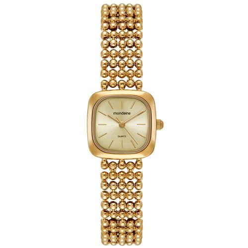 Relógio Feminino Dourado Metal Quadrado Champagne