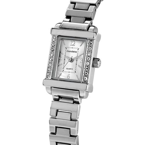 Relógio Feminino Mondaine Prata Quadrado Metal Index