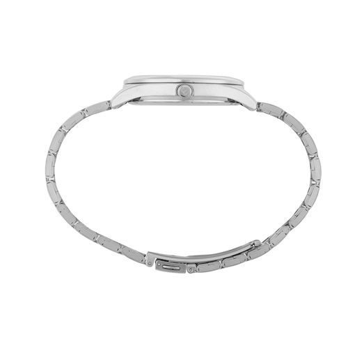 Relógio Feminino Prata Aço Redondo Mostrador Prata