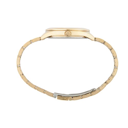 Relógio Feminino Dourado Aço Mostrador Branco
