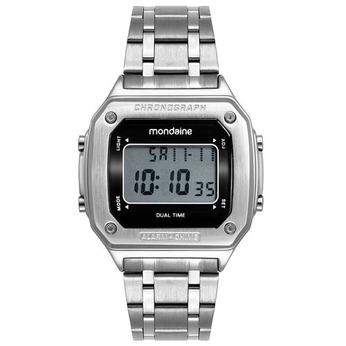 Relógio Masculino Prata Aço Digital Quadrado