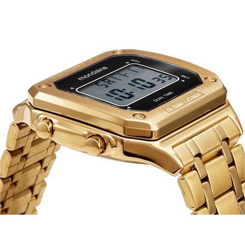 Relógio Masculino Dourado Aço Digital Quadrado LCD