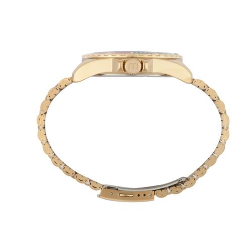 Relógio Masculino Dourado Aço Mostrador Azul Index