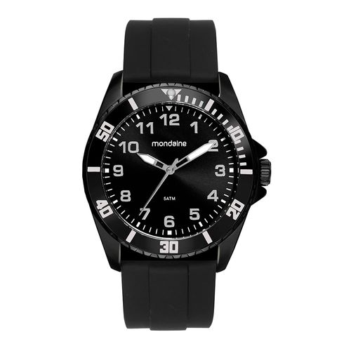 Relógio Masculino Preto Silicone Redondo Index