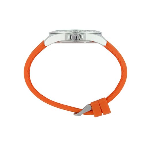 Relógio Masculino Laranja Silicone Mostrador Prata