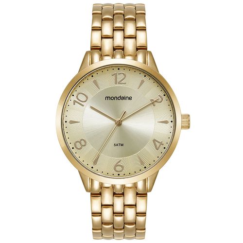 Relógio Feminino Dourado Aço Redondo Champagne