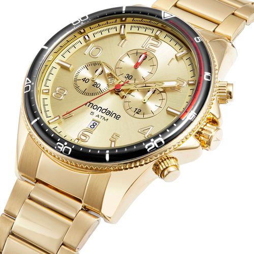 Relógio Masculino Cronógrafo Casual Dourado