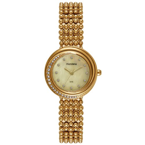 Relógio Feminino Dourado Caixa Cristais