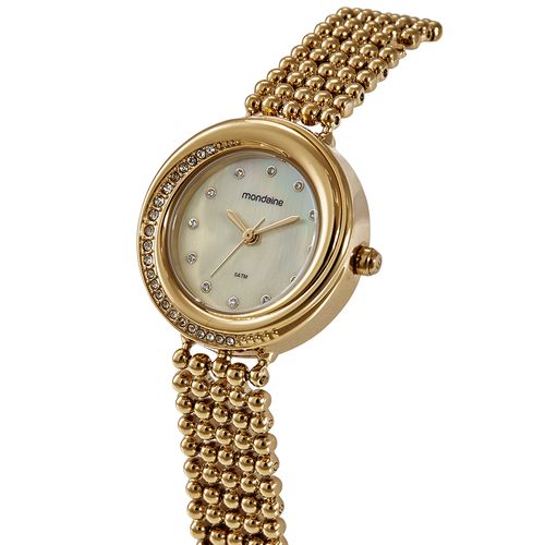 Relógio Feminino Dourado Caixa Cristais