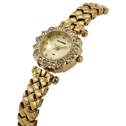 Relógio Feminino Dourado Detalhe Cristais