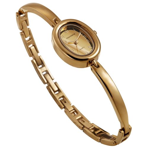 Relógio Feminino Oval Dourado Monocromático