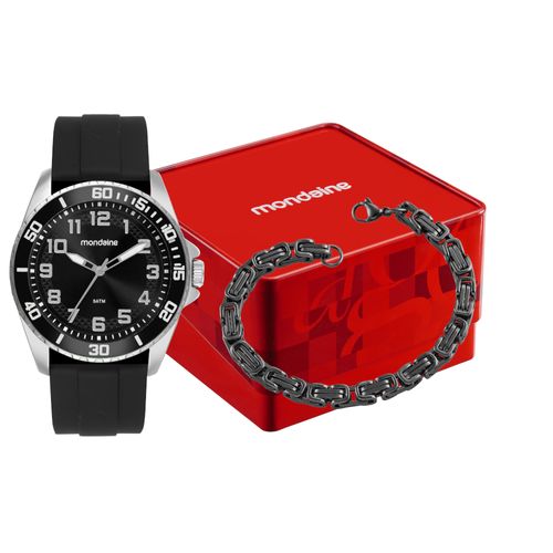 Kit Relógio Masculino Silicone Preto