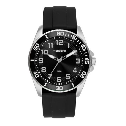 Kit Relógio Masculino Preto Pulseira Borracha