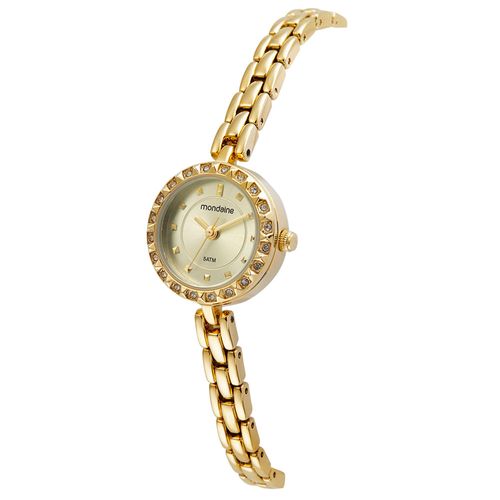 Relógio Feminino Clássico Cristais Dourado