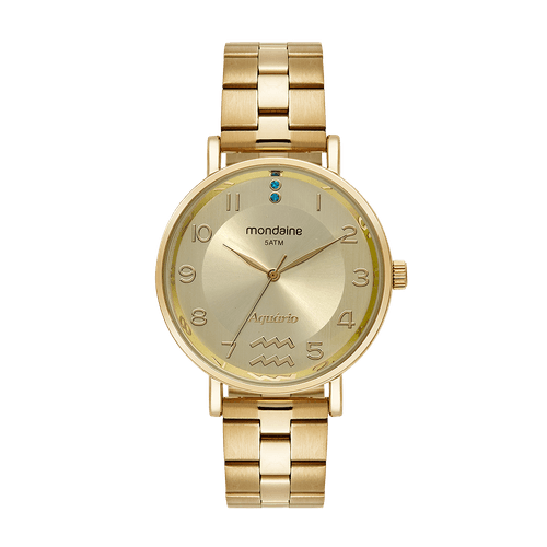 Kit Relógio Dourado Signo Aquário