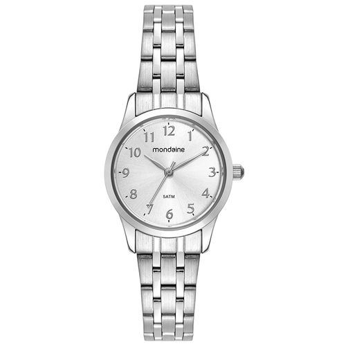 Kit Relógio Feminino Prata Numeração Completa com Colar e Brinco Ponto de Luz