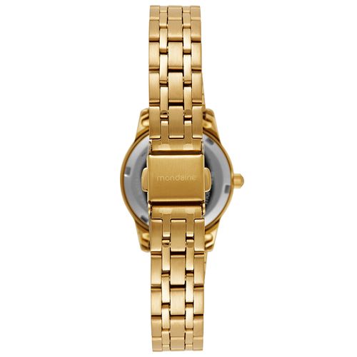 Kit Relógio Feminino Dourado Marcação em Cristais com Colar e Brinco Ponto de Luz