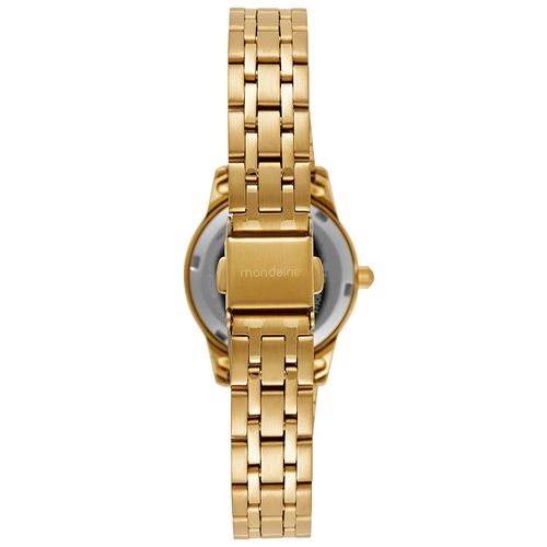 Kit Relógio Feminino Analógico Dourado com Colar e Brinco Ponto de Luz