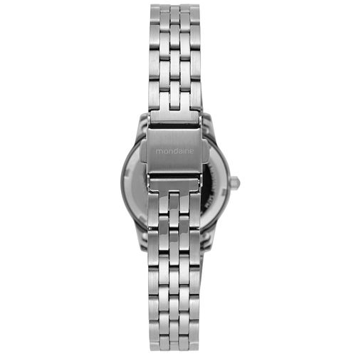 Kit Relógio Feminino Prata Detalhe Coração com Colar e Brinco Ponto de Luz