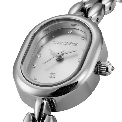 Relógio Feminino Analógico Oval Minimalista Prata