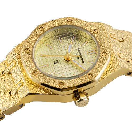 Relógio Feminino Analógico Textura Dourado