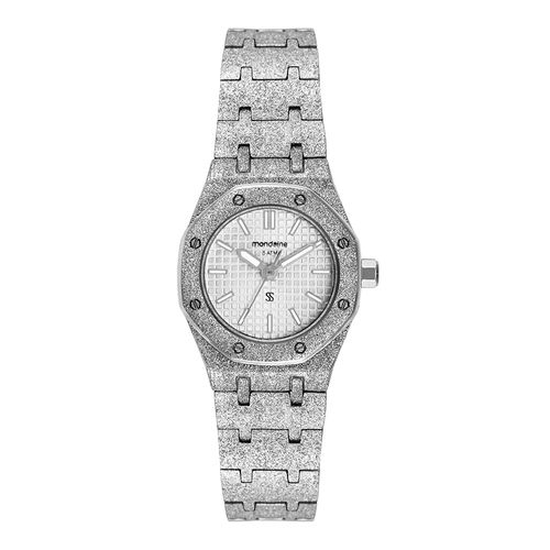 Relógio Feminino Analógico Textura Prata