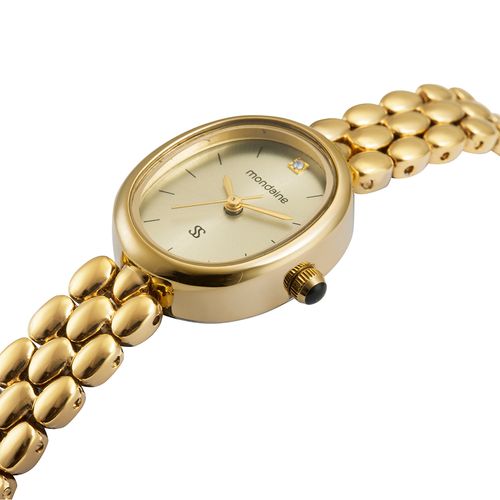 Relógio Feminino Analógico Oval Clássico Dourado