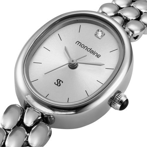 Relógio Feminino Analógico Oval Clássico Prata