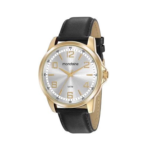 Kit Relógio Masculino Dourado Couro Sintético Caneta