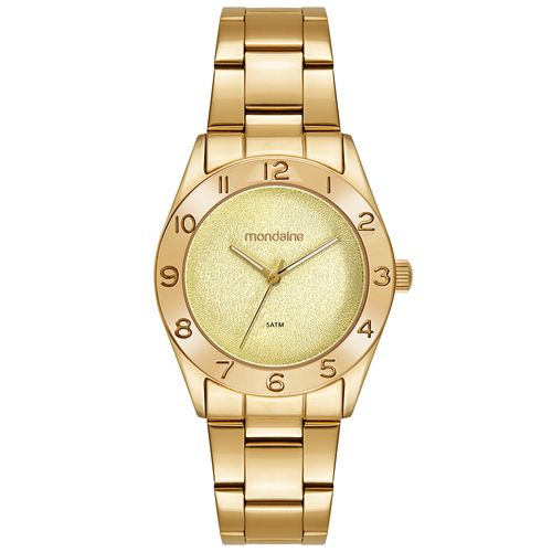 Relógio Feminino Dourado com Numeração Completa